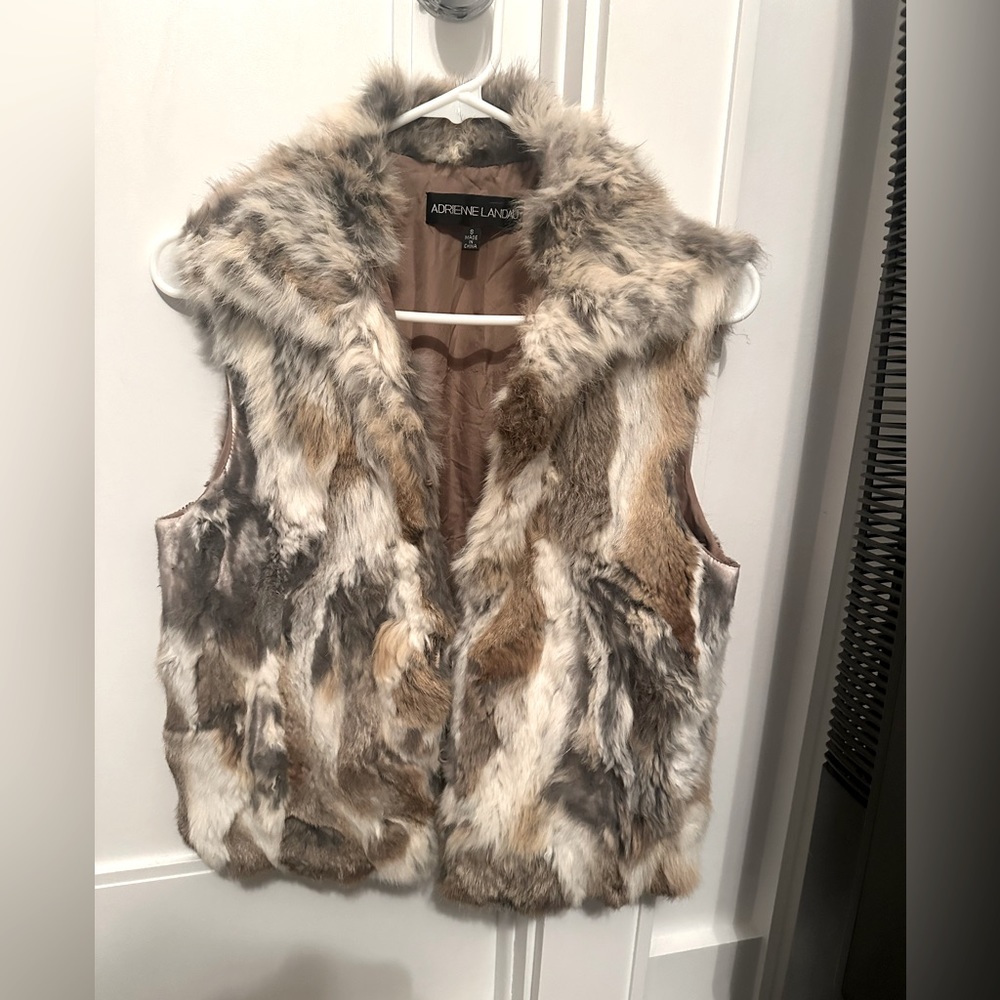 adrienne landau rabbit fur vest